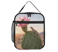 ERSTSNCK Cactus in Bloom Lunch Bag for Adults Reusable Insulated Lunchbox Leakproof Small Lunch Box Tote for Men & Women Portable Food Cooler Bag for Work, Office, Picnics