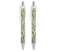 ERSTSNCK Cactus Pattern Black Ballpoint Pens Fine Point (0.5mm) Black Ink Pen Retractable Ball Point Pens with Comfortable Full Grip for Journaling, And Office Writing Ideal 2 PCS