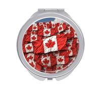 ERSTSNCK Canadian Flag Compact Mirror for Purse, Double-Sided 1x/2x Magnifying Metal Pocket Makeup Mirrors, Folding Mini Vanity Mirror, Handheld Round Travel Cosmetic Mirrors for Women