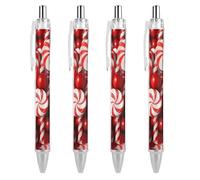 ERSTSNCK Candy Canes Black Ballpoint Pens Fine Point (0.5mm) Black Ink Pen Retractable Ball Point Pens with Comfortable Full Grip for Journaling, And Office Writing Ideal 4 PCS