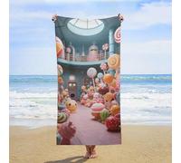 ERSTSNCK Candy Factory Beach Towel Oversized 31" X 63" Absorbent Towels Quick Dry Pool Towel Lightweight Bath Towels Sandproof Beach Blanket for Gym Swimming Sports Travel Gifts