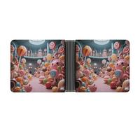 ERSTSNCK Candy Factory Wallet for Men Bifold Rfid Blocking Slim Money Clip Front Pocket Wallet Card Holder
