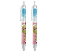 ERSTSNCK Candy Lane House Black Ballpoint Pens Fine Point (0.5mm) Black Ink Pen Retractable Ball Point Pens with Comfortable Full Grip for Journaling, And Office Writing Ideal 2 PCS