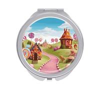 ERSTSNCK Candy Lane House Compact Mirror for Purse Double-Sided 1x/2x Magnifying Metal Pocket Makeup Mirrors Folding Mini Vanity Mirror Handheld Round Travel Cosmetic Mirrors for Women