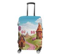 ERSTSNCK Candy Lane House Luggage Suitcase Covers Elastic Washable Cute Luggage Protector Travel Suitcase Protective Cover For Adult (Fit 19-32 Inch Luggages), white, XL, Candy Lane House