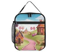 ERSTSNCK Candy Lane House Lunch Bag for Adults Reusable Insulated Lunchbox Leakproof Small Lunch Box Tote for Men & Women Portable Food Cooler Bag for Work, Office, Picnics