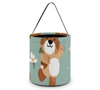 ERSTSNCK Cartoon Animal Patterns Halloween Candy Buckets Reusable Tote Candy Bag - Trick Or Treat Goody Bag with Handles