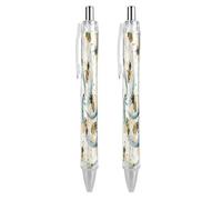 ERSTSNCK Cartoon Bee Pattern Black Ballpoint Pens Fine Point (0.5mm) Black Ink Pen Retractable Ball Point Pens with Comfortable Full Grip for Journaling, And Office Writing Ideal 2 PCS