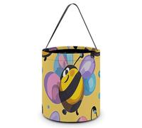 ERSTSNCK Cartoon Bee Pattern Halloween Candy Buckets Reusable Tote Candy Bag - Trick Or Treat Goody Bag with Handles