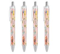 ERSTSNCK Cartoon Birds And Bees Black Ballpoint Pens Fine Point (0.5mm) Black Ink Pen Retractable Ball Point Pens with Comfortable Full Grip for Journaling, And Office Writing Ideal 4 PCS