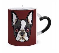 ERSTSNCK Cartoon Boston Terrier Face Color Changing Mug Heat Changing Coffee Mugs Funny Magic Cup Heat Sensitive Travel Mug Novelty Coffee Cups Personalized Customized Gift Idea for Men & Women 11 Oz