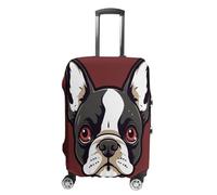 ERSTSNCK Cartoon Boston Terrier Face Luggage Suitcase Covers Elastic Washable Cute Luggage Protector Travel Suitcase Protective Cover For Adult (Fit 19-32 Inch Luggages) X-Large, white, S, Cartoon