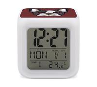 ERSTSNCK Cartoon Boston Terrier Face Night Light Alarm Clock LED Display Alarms for Bedroom Smart Digital Alarm Clock Wtih 7 Colorful Ambient Lights Sleep Timer for Heavy Sleepers Simple Operation