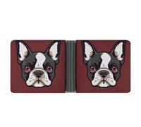 ERSTSNCK Cartoon Boston Terrier Face Wallet for Men Bifold Rfid Blocking Slim Money Clip Front Pocket Wallet Card Holder
