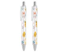 ERSTSNCK Cartoon Cat Face Black Ballpoint Pens Fine Point (0.5mm) Black Ink Pen Retractable Ball Point Pens with Comfortable Full Grip for Journaling, And Office Writing Ideal 2 PCS