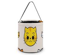 ERSTSNCK Cartoon Cat Face Pattern Halloween Candy Buckets Reusable Tote Candy Bag - Trick Or Treat Goody Bag with Handles