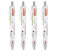 ERSTSNCK Cartoon Cat Pattern Black Ballpoint Pens Fine Point (0.5mm) Black Ink Pen Retractable Ball Point Pens with Comfortable Full Grip for Journaling, And Office Writing Ideal 4 PCS