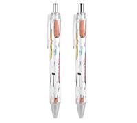 ERSTSNCK Cartoon Cat Pattern Black Ballpoint Pens Fine Point (0.5mm) Black Ink Pen Retractable Ball Point Pens with Comfortable Full Grip for Journaling, And Office Writing Ideal 2 PCS