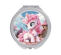 ERSTSNCK Cartoon Compact Mirror for Purse, Double-Sided 1x/2x Magnifying Metal Pocket Makeup Mirrors, Folding Mini Vanity Mirror, Handheld Round Travel Cosmetic Mirrors for Women