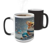 ERSTSNCK Cartoon Corgi Dog Color Changing Mug Heat Changing Coffee Mug Funny Magic Cup Heat Sensitive Travel Mugs Novelty Coffee Cups Personalized Customized Gift for Men Women 11 Oz