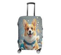 ERSTSNCK Cartoon Corgi Dog Luggage Suitcase Covers Elastic Washable Cute Luggage Protector Travel Suitcase Protective Cover For Adult (Fit 19-32 Inch Luggages) X-Large, white, XL, Cartoon Corgi Dog