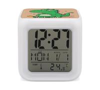 ERSTSNCK Cartoon Dinosaur Night Light Alarm Clock LED Display Alarms for Bedroom Smart Digital Alarm Clock Wtih 7 Colorful Ambient Lights Sleep Timer for Heavy Sleepers Simple Operation
