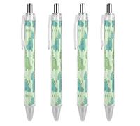 ERSTSNCK Cartoon Dinosaur Pattern Black Ballpoint Pens Fine Point (0.5mm) Black Ink Pen Retractable Ball Point Pens with Comfortable Full Grip for Journaling, And Office Writing Ideal 4 PCS