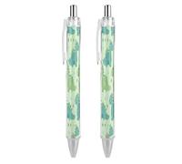 ERSTSNCK Cartoon Dinosaur Pattern Black Ballpoint Pens Fine Point (0.5mm) Black Ink Pen Retractable Ball Point Pens with Comfortable Full Grip for Journaling, And Office Writing Ideal 2 PCS