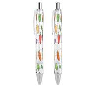 ERSTSNCK Cartoon Doodle Vegetables Black Ballpoint Pens Fine Point (0.5mm) Black Ink Pen Retractable Ball Point Pens with Comfortable Full Grip for Journaling, And Office Writing Ideal 2 PCS
