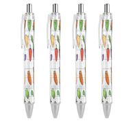 ERSTSNCK Cartoon Doodle Vegetables Black Ballpoint Pens Fine Point (0.5mm) Black Ink Pen Retractable Ball Point Pens with Comfortable Full Grip for Journaling, And Office Writing Ideal 4 PCS