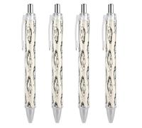 ERSTSNCK Cartoon Female Face Black Ballpoint Pens Fine Point (0.5mm) Black Ink Pen Retractable Ball Point Pens with Comfortable Full Grip for Journaling, And Office Writing Ideal 4 PCS