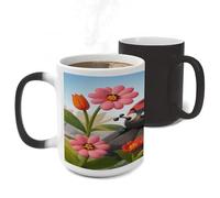 ERSTSNCK Cartoon Ladybug Flower Color Changing Mug Heat Changing Coffee Mug Funny Magic Cup Heat Sensitive Travel Mugs Novelty Coffee Cups Personalized Customized Gift for Men Women 11 Oz