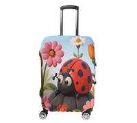 ERSTSNCK Cartoon Ladybug Flower Luggage Suitcase Covers Elastic Washable Cute Luggage Protector Travel Suitcase Protective Cover For Adult (Fit 19-32 Inch Luggages) X-Large, white, S, Cartoon Ladybug