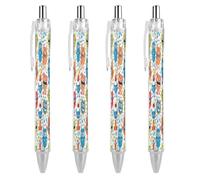 ERSTSNCK Cartoon Monster Pattern Black Ballpoint Pens Fine Point (0.5mm) Black Ink Pen Retractable Ball Point Pens with Comfortable Full Grip for Journaling, And Office Writing Ideal 4 PCS