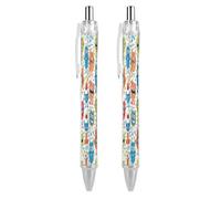 ERSTSNCK Cartoon Monster Pattern Black Ballpoint Pens Fine Point (0.5mm) Black Ink Pen Retractable Ball Point Pens with Comfortable Full Grip for Journaling, And Office Writing Ideal 2 PCS