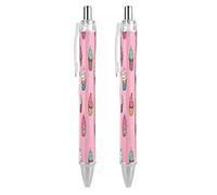 ERSTSNCK Cartoon Pattern Cake Black Ballpoint Pens Fine Point (0.5mm) Black Ink Pen Retractable Ball Point Pens with Comfortable Full Grip for Journaling, And Office Writing Ideal 2 PCS