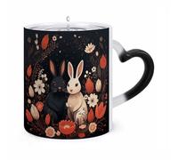 ERSTSNCK Cartoon Rabbit Couple Color Changing Mug Heat Changing Coffee Mugs Funny Magic Cup Heat Sensitive Travel Mug Novelty Coffee Cups Personalized Customized Gift Idea for Men & Women 11 Oz