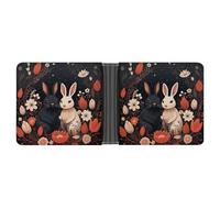 ERSTSNCK Cartoon Rabbit Couple Wallet for Men Bifold Rfid Blocking Slim Money Clip Front Pocket Wallet Card Holder