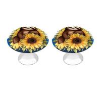 ERSTSNCK Cartoon Sloth Sitting on Sunflower Cabinet Knobs, 2-Pack Silver Stainless Steel Drawer Pulls with Screws, Elegant Hardware for Dressers, Kitchen,Cabinets & Desks