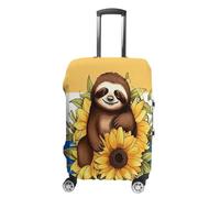 ERSTSNCK Cartoon Sloth Sitting on Sunflower Luggage Suitcase Covers Elastic Washable Cute Luggage Protector Travel Suitcase Protective Cover For Adult (Fit 19-32 Inch Luggages) X-Large, white, M