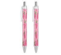 ERSTSNCK Cartoon Strawberry Pattern Black Ballpoint Pens Fine Point (0.5mm) Black Ink Pen Retractable Ball Point Pens with Comfortable Full Grip for Journaling, And Office Writing Ideal 2 PCS