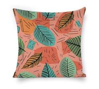 ERSTSNCK Cartoon Style Leaves Pillow Covers 18"x18" Linen Throw Pillow Covers - Double Sided Decorative Square Cushion Cases for Sofa, Bed, Chair (No Insert Included)