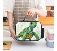 ERSTSNCK Cartoon Turtle Pattern Insulated Lunch Bag for Women Lunch Box Large Capacity, Leakproof Tote with Detachable Handles- 5-Hour Cold/Hot Retention Cooler Bag for Office, Picnic, Camping