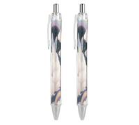 ERSTSNCK Cat Butterfly Black Ballpoint Pens Fine Point (0.5mm) Black Ink Pen Retractable Ball Point Pens with Comfortable Full Grip for Journaling, And Office Writing Ideal 2 PCS