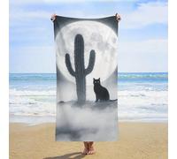 ERSTSNCK Cat Cactus Beach Towel Oversized 31" X 63" Absorbent Towels Quick Dry Pool Towel Lightweight Bath Towels Sandproof Beach Blanket for Gym Swimming Sports Travel Gifts