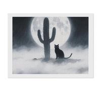 ERSTSNCK Cat Cactus Diamond Painting Kits for Adults 12"x16" 5D Diamond Art Kits for Beginners DIY Full Drill Round Diamonds Gem Art Crafts Painting for Home Wall Decor