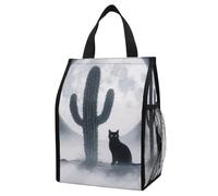 ERSTSNCK Cat Cactus Insulated Lunch Bag Leakproof Insulated Cooler Bags Reusable Cooler Tote Foldable Lunchbox for Adult Women Men for Work Travel Picnic
