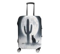 ERSTSNCK Cat Cactus Luggage Suitcase Covers Elastic Washable Cute Luggage Protector Travel Suitcase Protective Cover For Adult (Fit 19-32 Inch Luggages), white, M, Cat Cactus