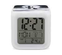 ERSTSNCK Cat Cactus Night Light Alarm Clock LED Display Alarms for Bedroom Smart Digital Alarm Clock Wtih 7 Colorful Ambient Lights Sleep Timer for Heavy Sleepers Simple Operation