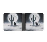 ERSTSNCK Cat Cactus Wallet for Men Bifold Rfid Blocking Slim Money Clip Front Pocket Wallet Card Holder